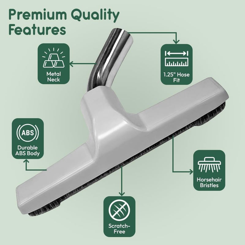 Selgo فرشاة أرضية محدثة من سيلغو لمكانس يوركا والعالمية بقطر داخلي 1 Â¼ بوصة (1.25'') (32 مم) مع شعيرات ناعمة من شعر الحصان بعرض 10 بوصات (أبيض - معدني) - Image 3